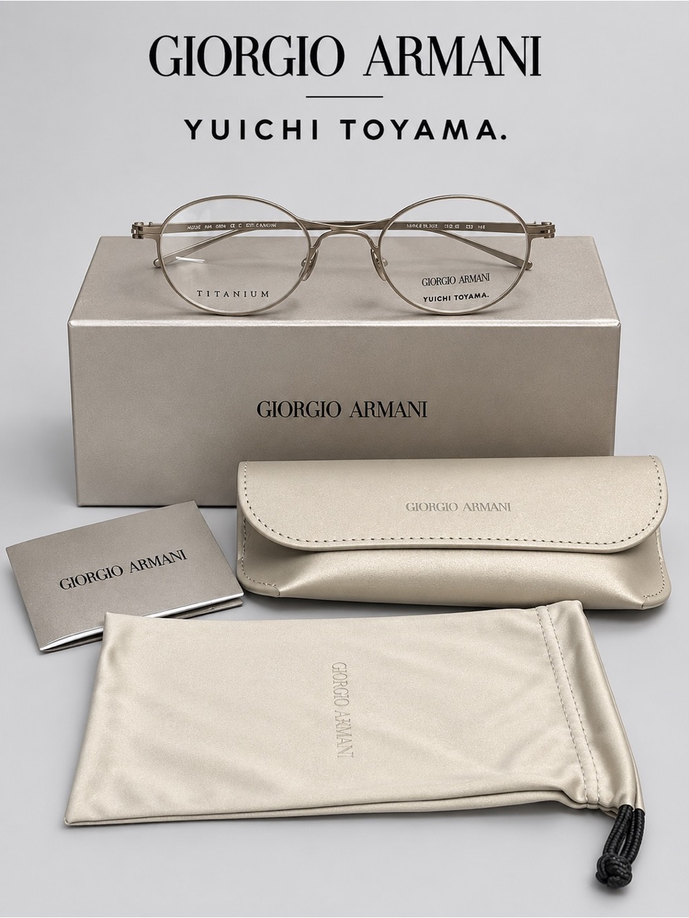 NEW Giorgio Armani x Yuichi Toyama AR5135-T 3355 Pale Gold Titanium Eyeglasses